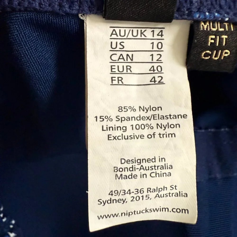 Niptuck Swim Porcelain Blue Twist Front One Piece Suit Ruched Multifit Cup Sz 10